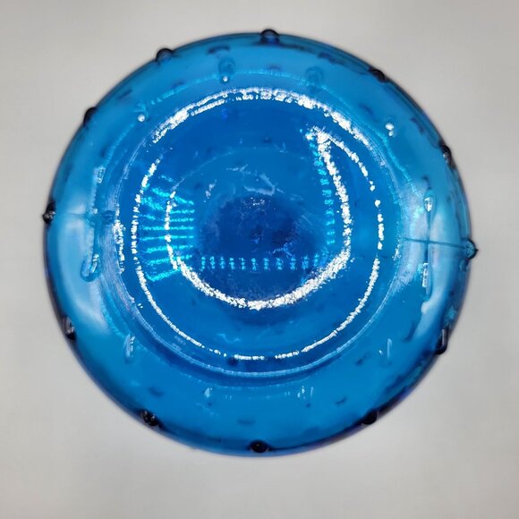 Vintage Vibrant Blue Hobnail Glass Bud Vase Italian Decanter Bubbles 7.5" Tall - Picture 7 of 9